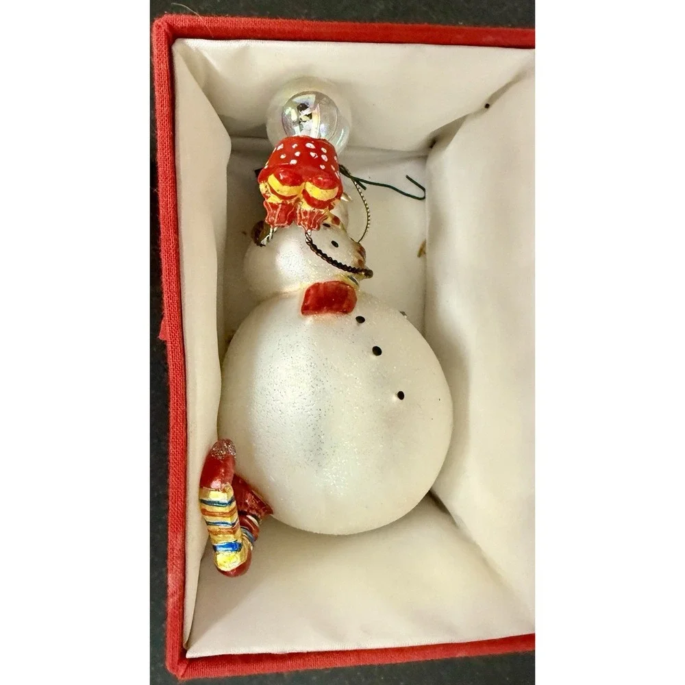 VTG Christopher Radko Blown Glass Ornament Chubby Cheer Delight Snowman Rare